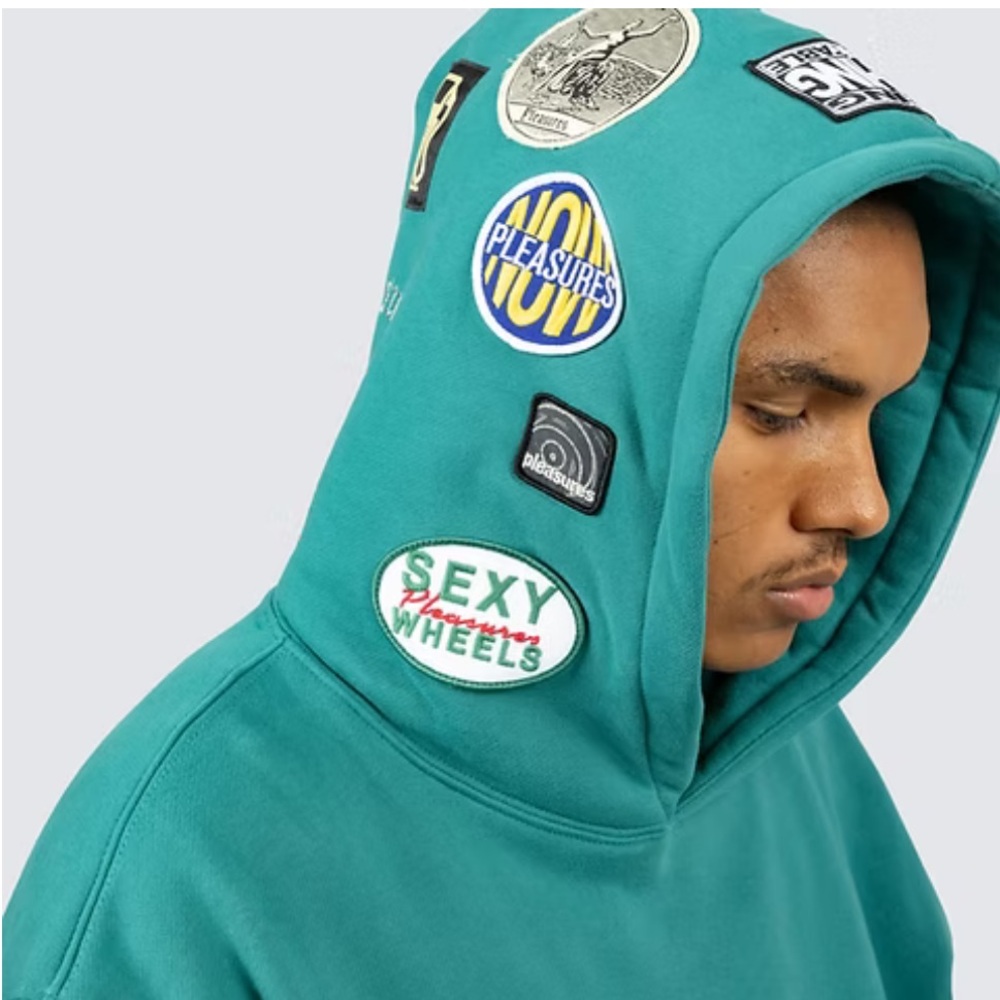 Pleasures Worms Hoodie in Green, Size Small
